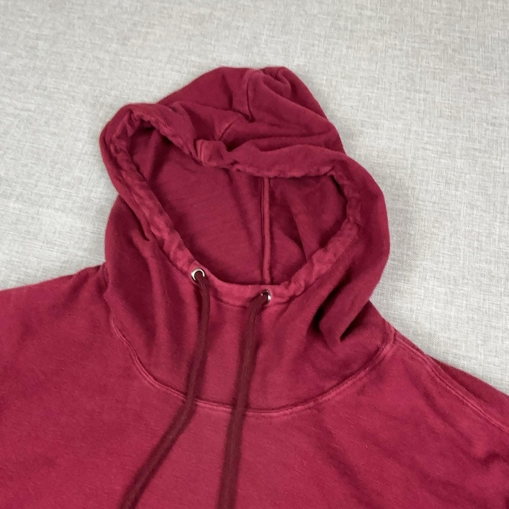 James Perse Hoodie Womens 3 Red Pullover Terry Hooded Pockets Slim Raglan Sleeve - Picture 2 of 8